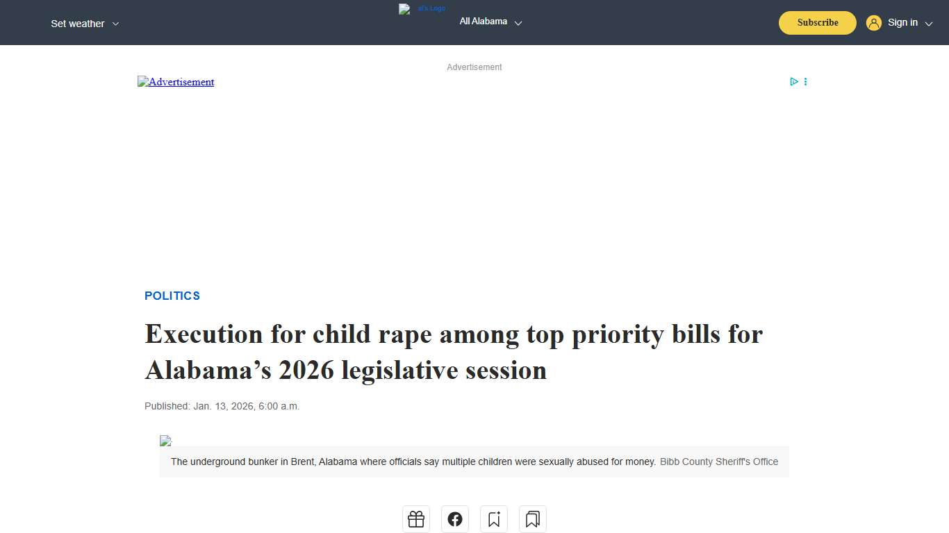 Execution for child rape among top priority bills for Alabama’s 2026 legislative session - al.com