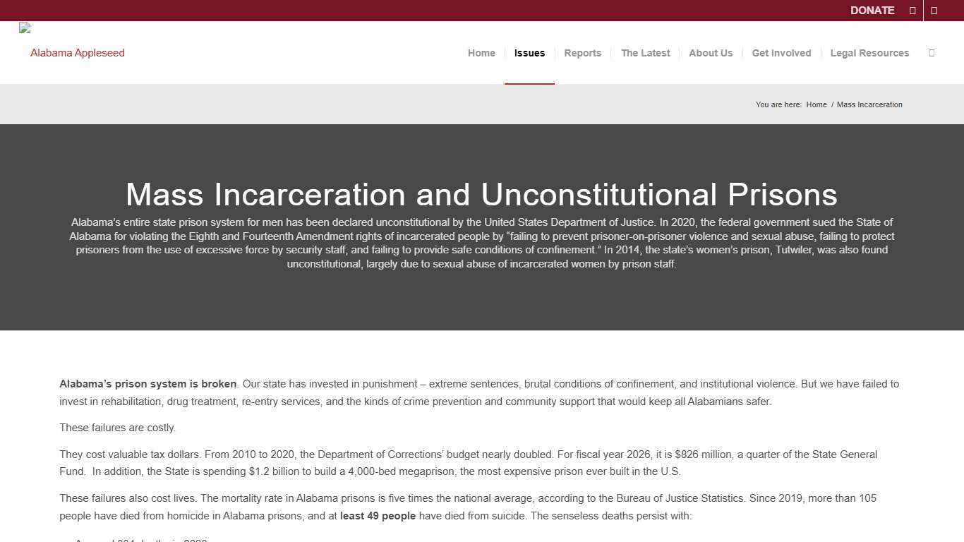 Mass Incarceration – Alabama Appleseed